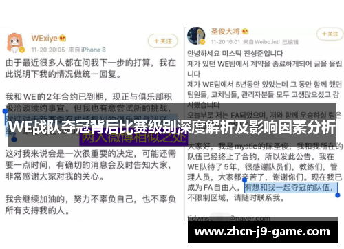 WE战队夺冠背后比赛级别深度解析及影响因素分析